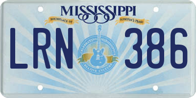 MS license plate LRN386
