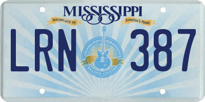 MS license plate LRN387