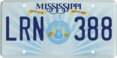 MS license plate LRN388