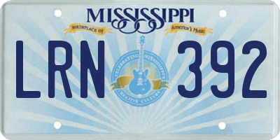 MS license plate LRN392