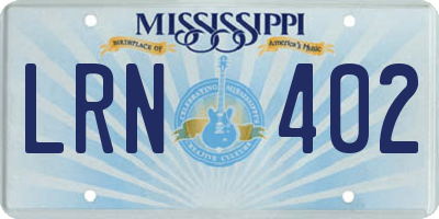 MS license plate LRN402