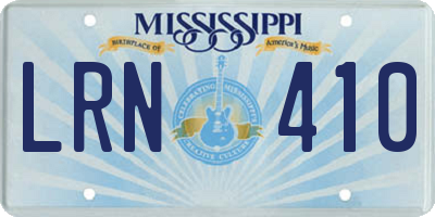MS license plate LRN410
