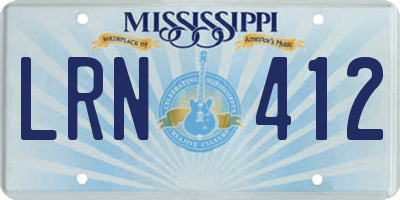 MS license plate LRN412
