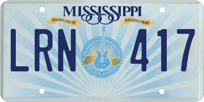 MS license plate LRN417