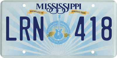 MS license plate LRN418