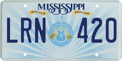 MS license plate LRN420