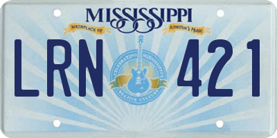 MS license plate LRN421