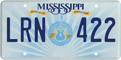 MS license plate LRN422