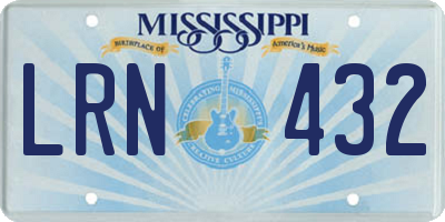 MS license plate LRN432