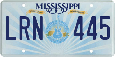MS license plate LRN445