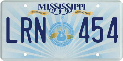 MS license plate LRN454