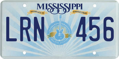 MS license plate LRN456