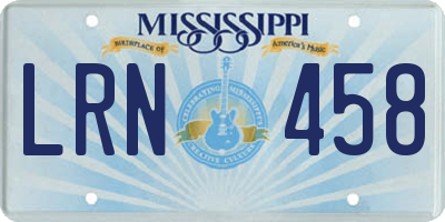 MS license plate LRN458