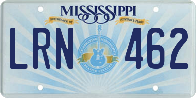 MS license plate LRN462