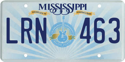MS license plate LRN463