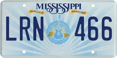 MS license plate LRN466