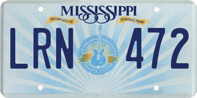 MS license plate LRN472