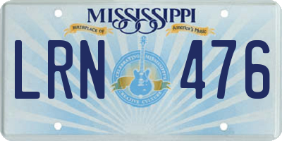 MS license plate LRN476