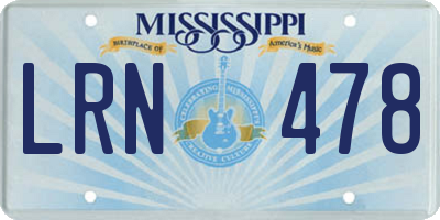 MS license plate LRN478