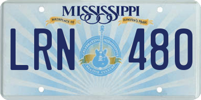 MS license plate LRN480