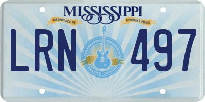 MS license plate LRN497