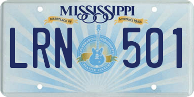 MS license plate LRN501