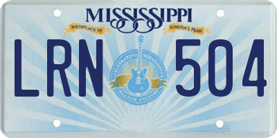 MS license plate LRN504