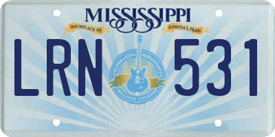 MS license plate LRN531