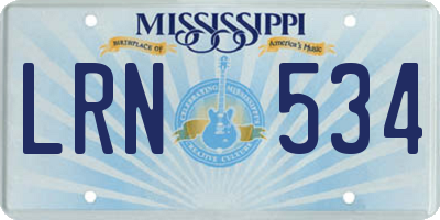 MS license plate LRN534