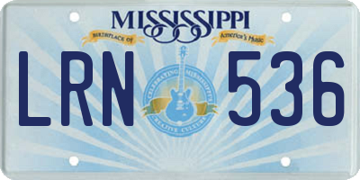 MS license plate LRN536