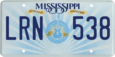 MS license plate LRN538