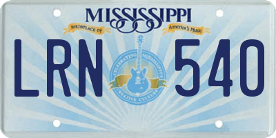 MS license plate LRN540