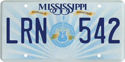 MS license plate LRN542