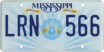 MS license plate LRN566