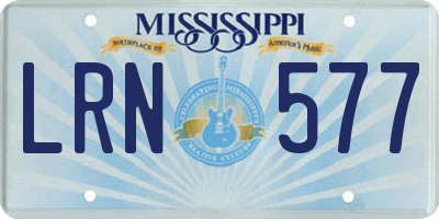 MS license plate LRN577