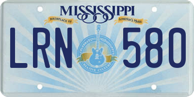 MS license plate LRN580