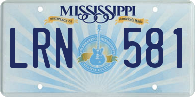 MS license plate LRN581