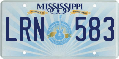 MS license plate LRN583