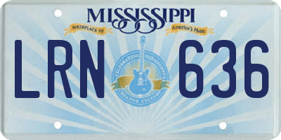 MS license plate LRN636