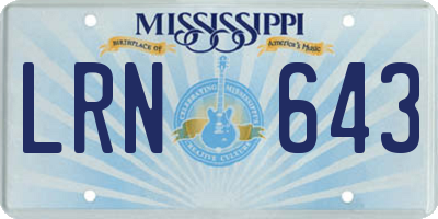 MS license plate LRN643