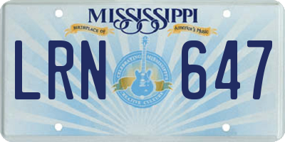 MS license plate LRN647