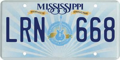 MS license plate LRN668