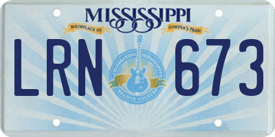 MS license plate LRN673