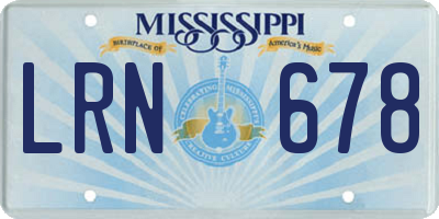 MS license plate LRN678