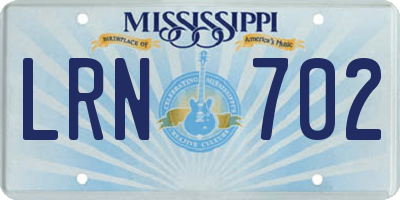 MS license plate LRN702