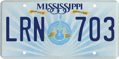 MS license plate LRN703