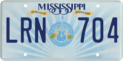 MS license plate LRN704