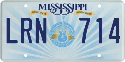 MS license plate LRN714
