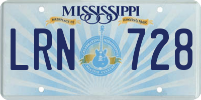 MS license plate LRN728
