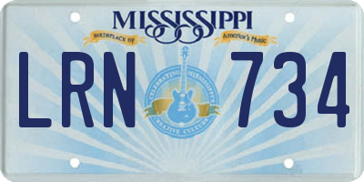 MS license plate LRN734